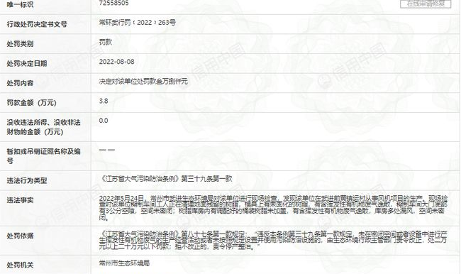 含挥发性有机物废气逸散，空间未密闭等违反大气污染防治条例被处罚