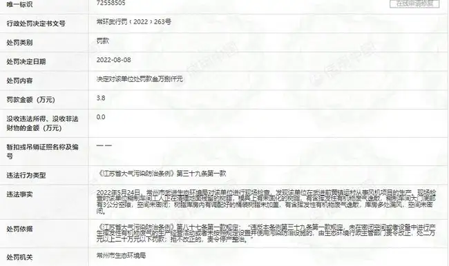 含挥发性有机物废气逸散，空间未密闭等违反大气污染防治条例被处罚